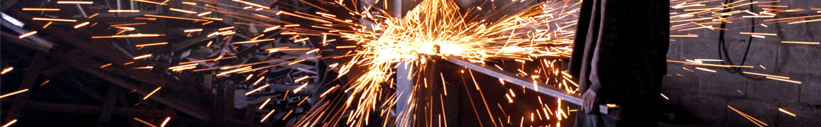 sparks in metal factory