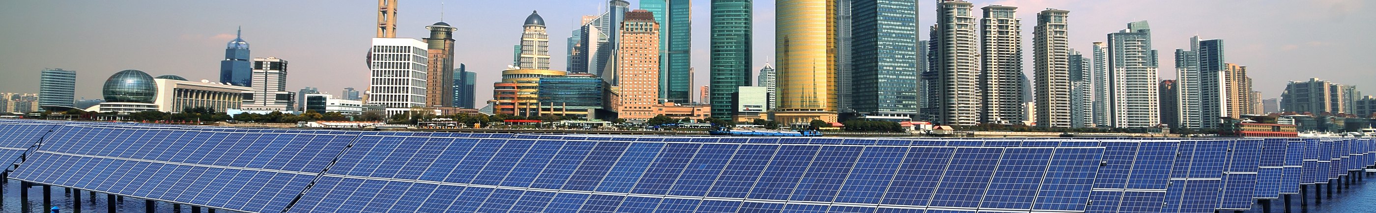 Shanghai Bund skyline landmark Ecological energy renewable solar panel plant
